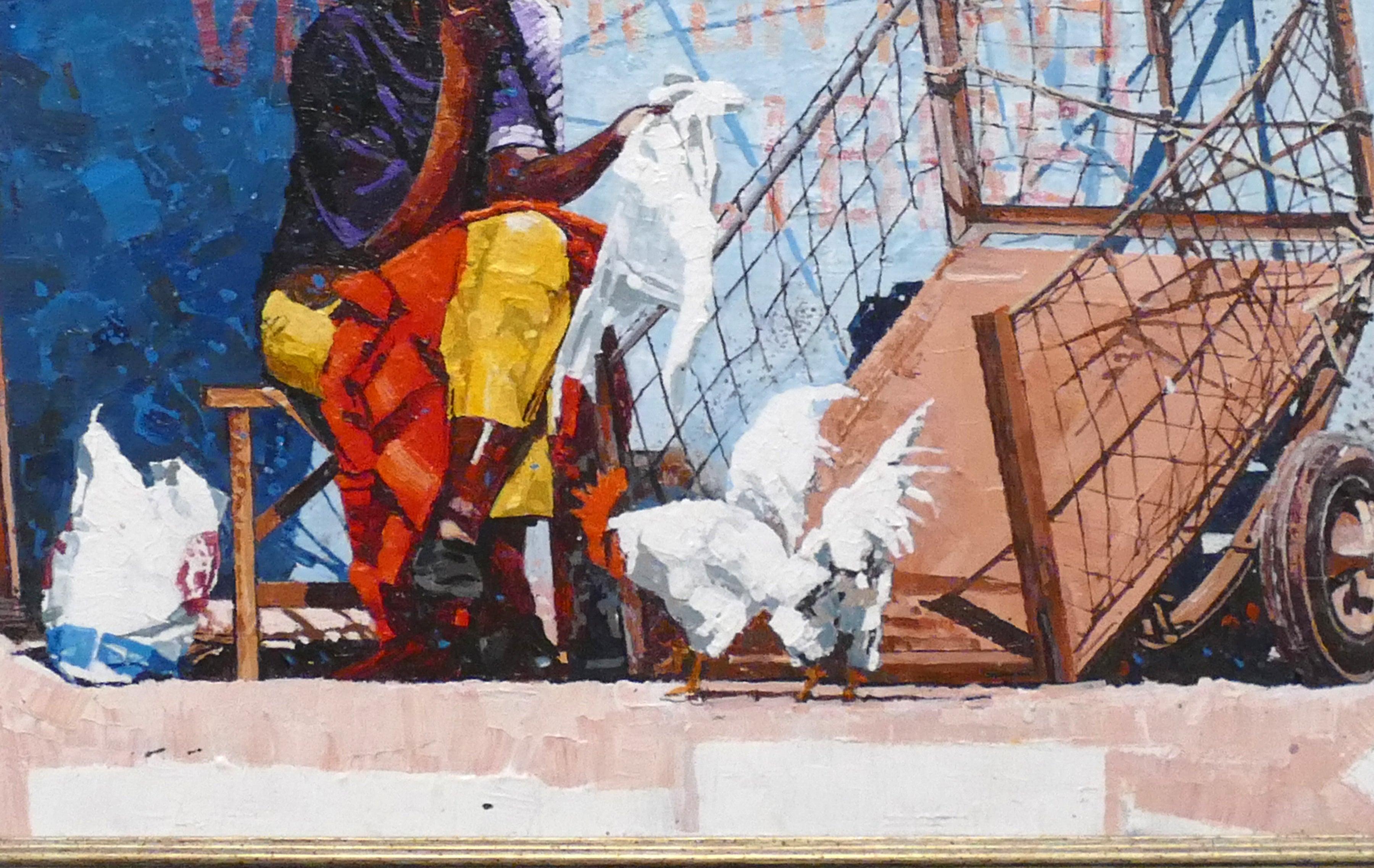 Dwight Baird 'Old Woman And Chickens' 2002- Acrylic- Signed For Sale 2