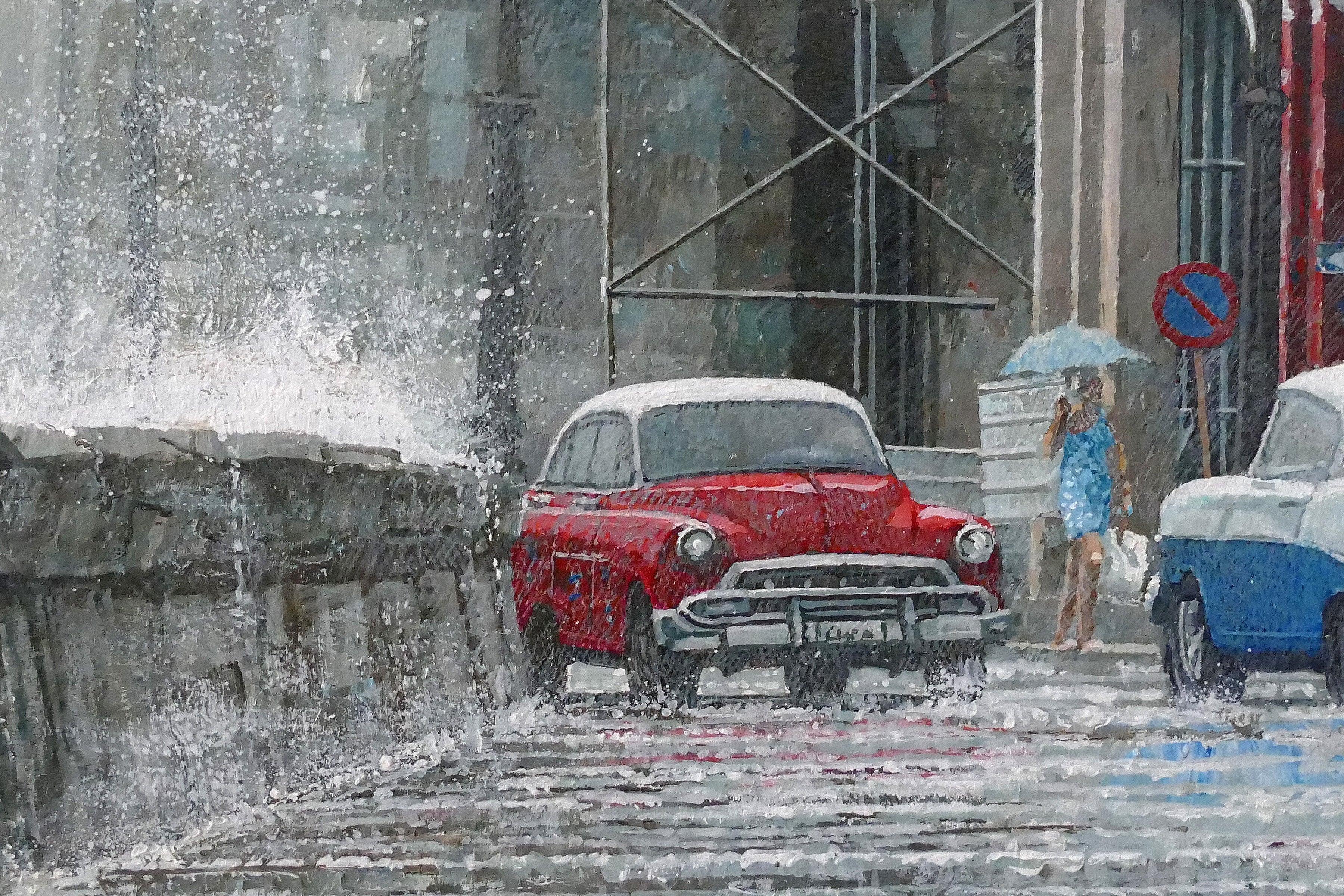 La Habana, Cuba - A lo largo del malecón, hacia el extremo este. Un día de mal tiempo -esperemos que no sea el principio de un 