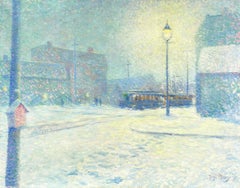Brookline Village im Schnee