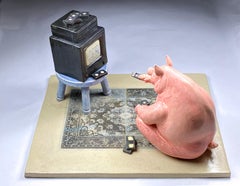 « Sea Time TV » (2004) par Dwight Davidson, sculpture originale en grès
