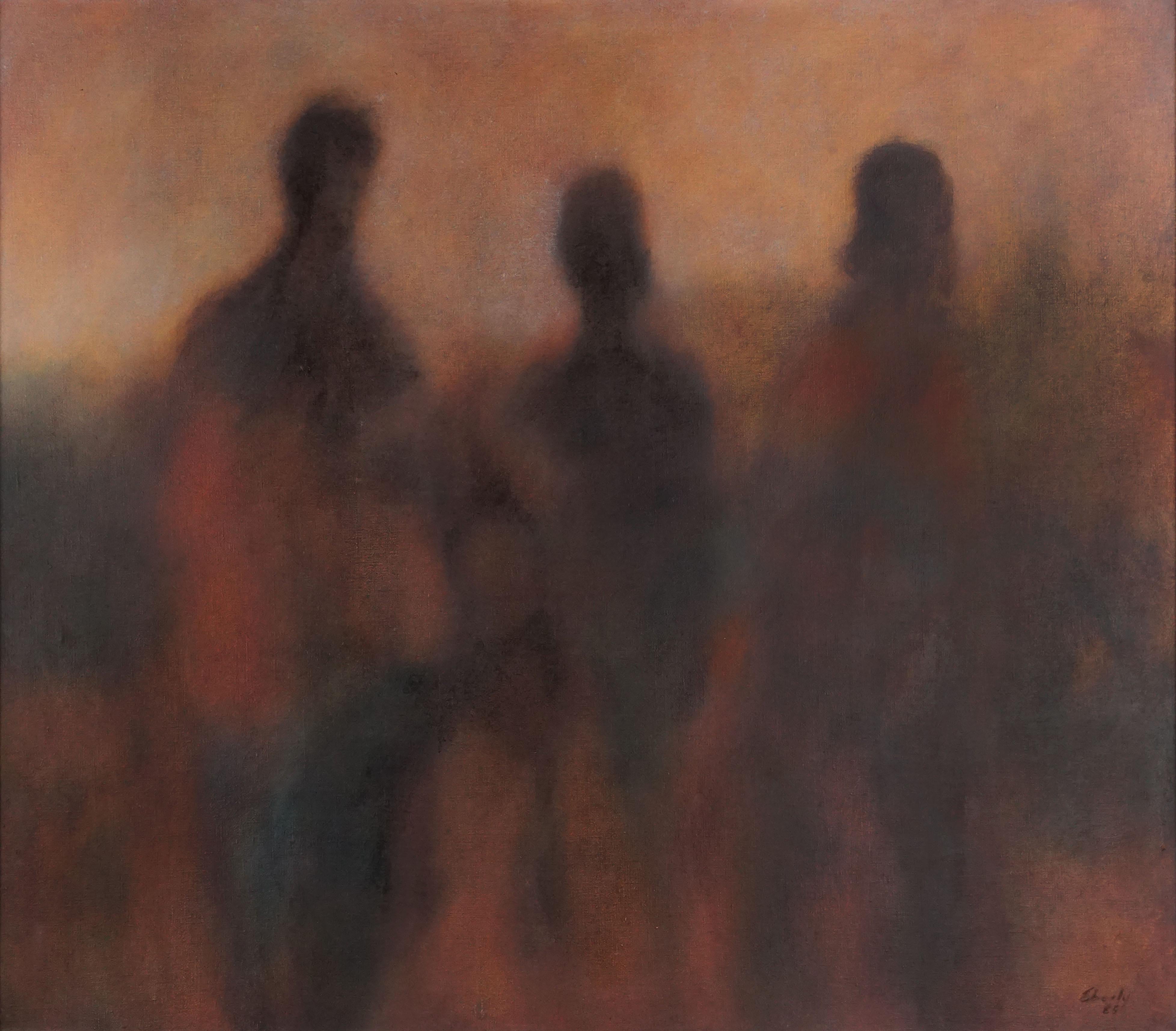 Three Shadows, Figurative Abstract  - Painting by Dwight Eberly