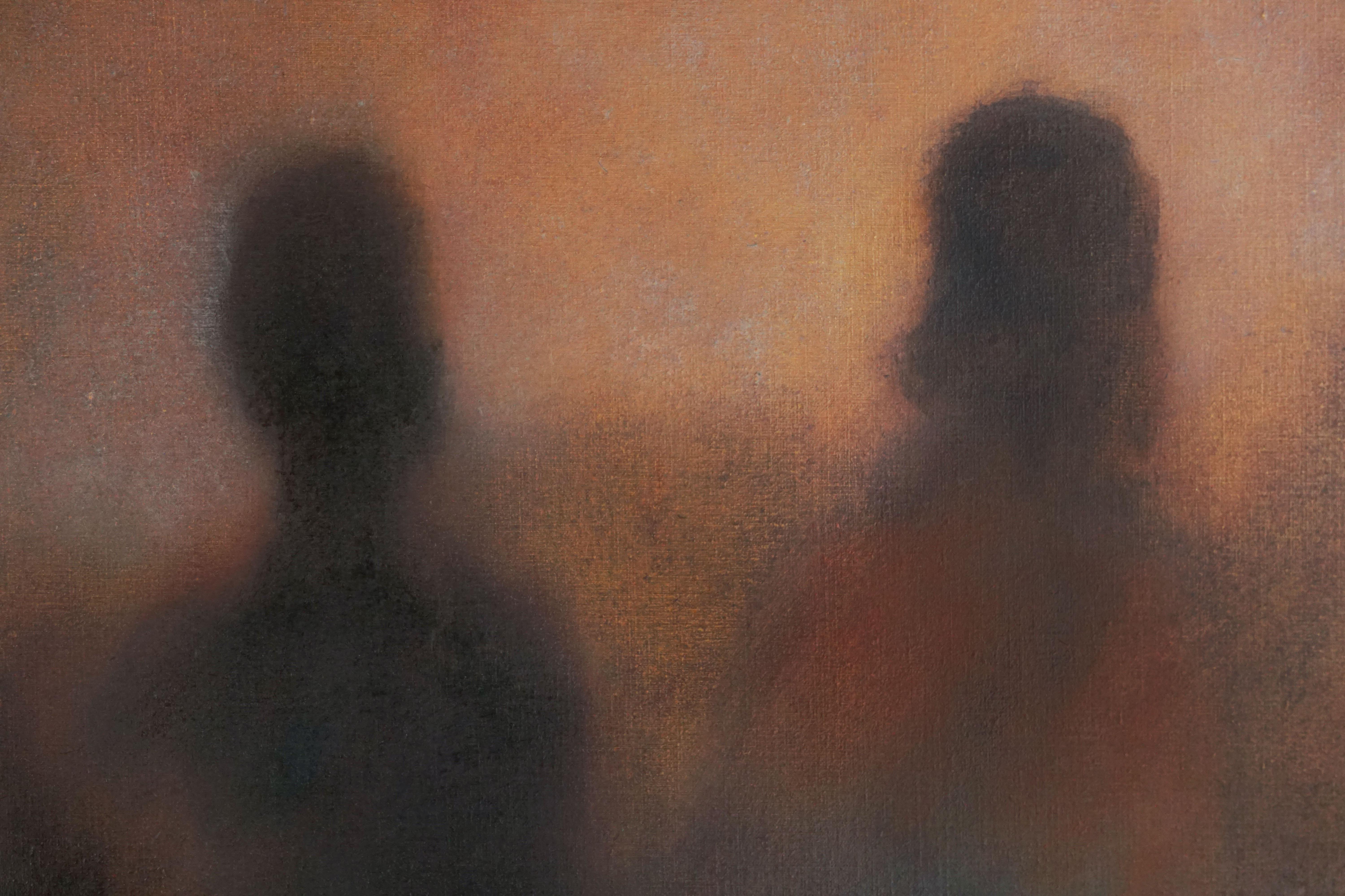 Tre ombre, astratto figurativo - Painting Espressionismo astratto di Dwight Eberly