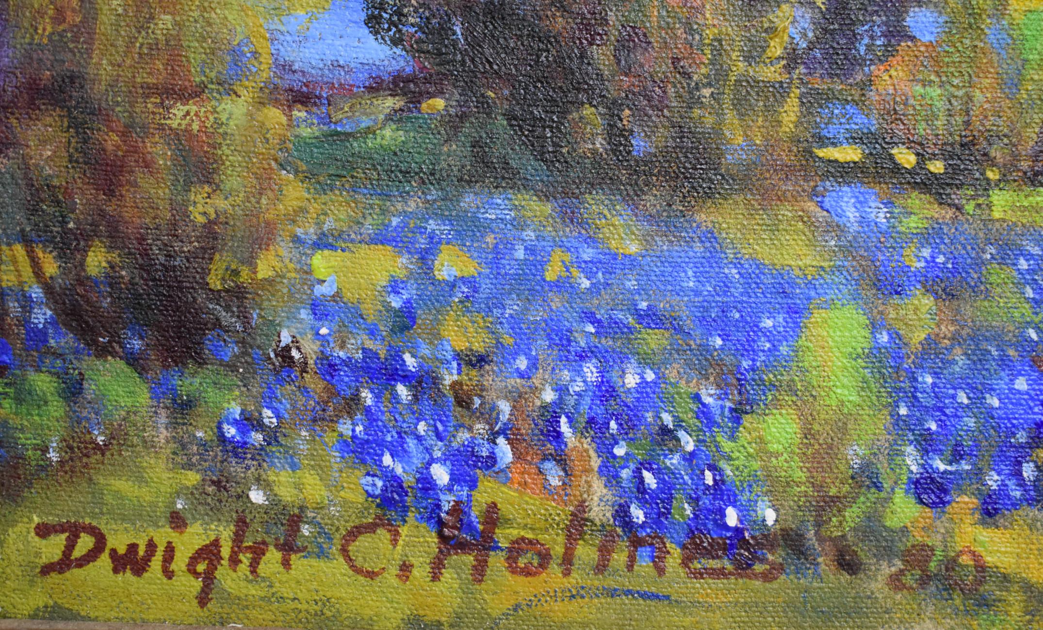 « BluebonNET » #10 OF COMFORT TEXAS Volkenburg Mountain - Impressionnisme américain Painting par Dwight Holmes