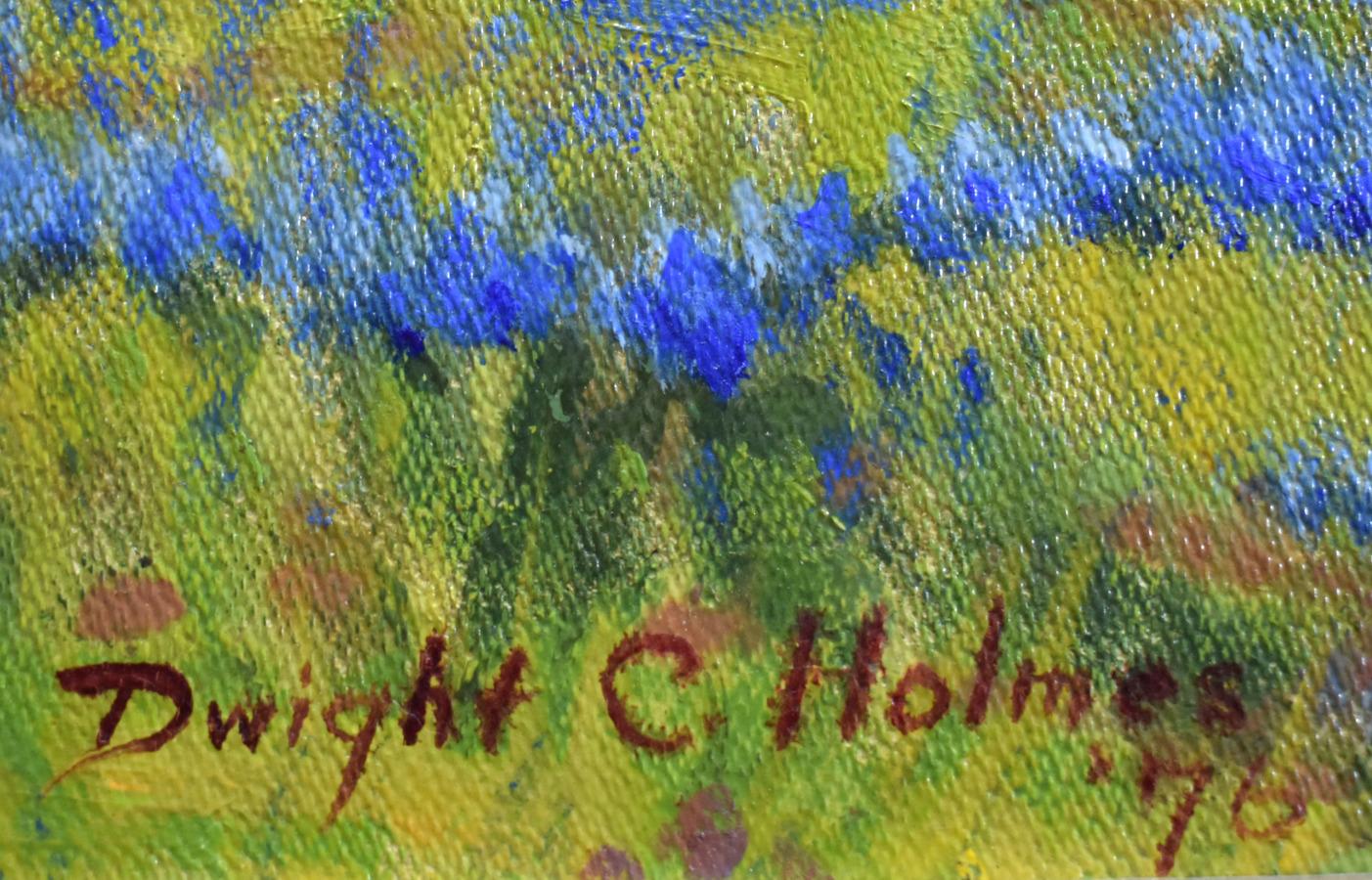 « BluebonNET FIELDS » TEXAS HILL COUNTRY FRAMÉ 29,5 X 41,5 - Painting de Dwight Holmes