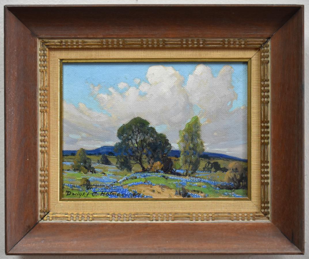 Dwight Holmes Landscape Painting - "BLUEBONNETS WEST OF COPPERAS COVE TEXAS"