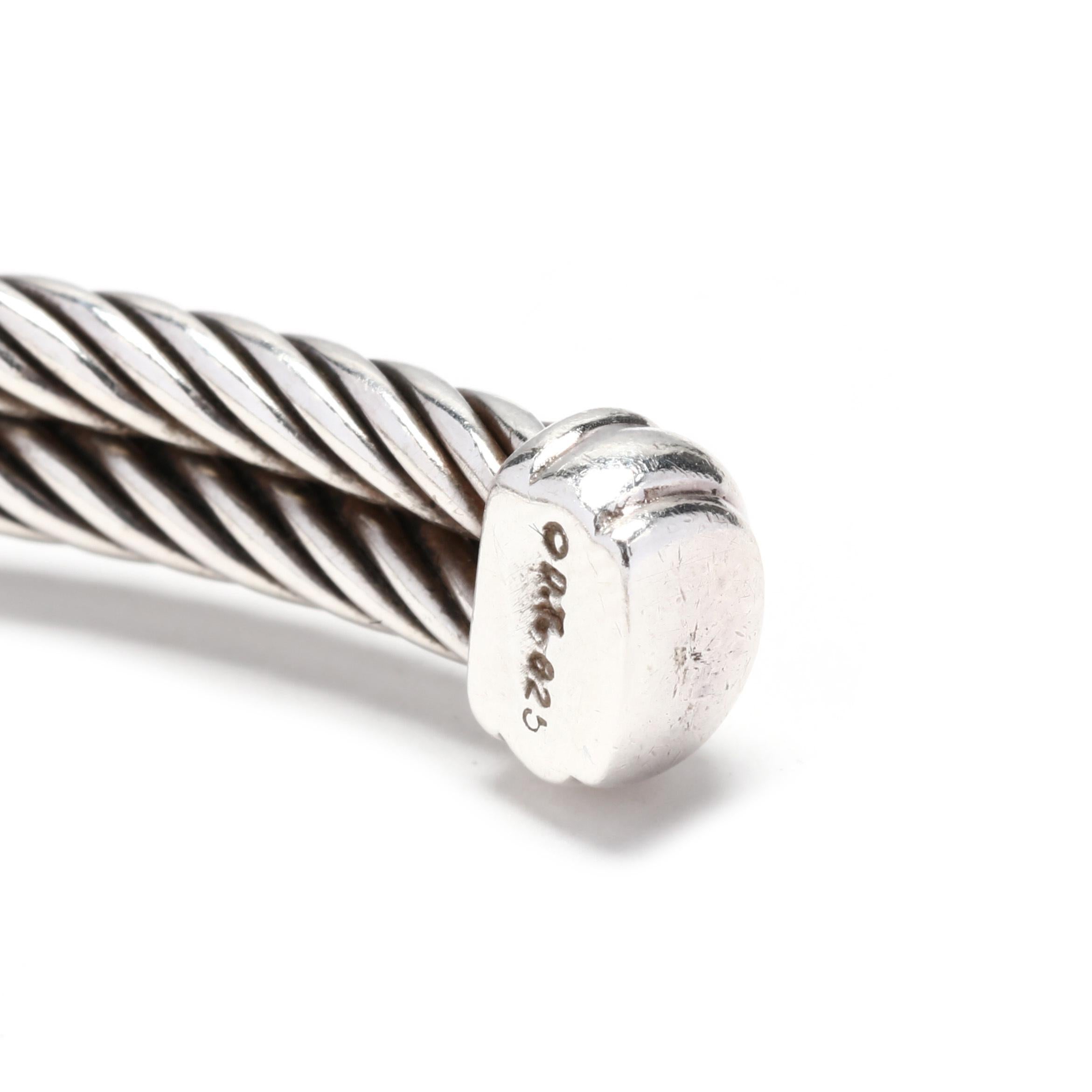 Armspange aus Sterlingsilber mit Diamant und Doppel-X-Kabel von David Yurman für Damen oder Herren