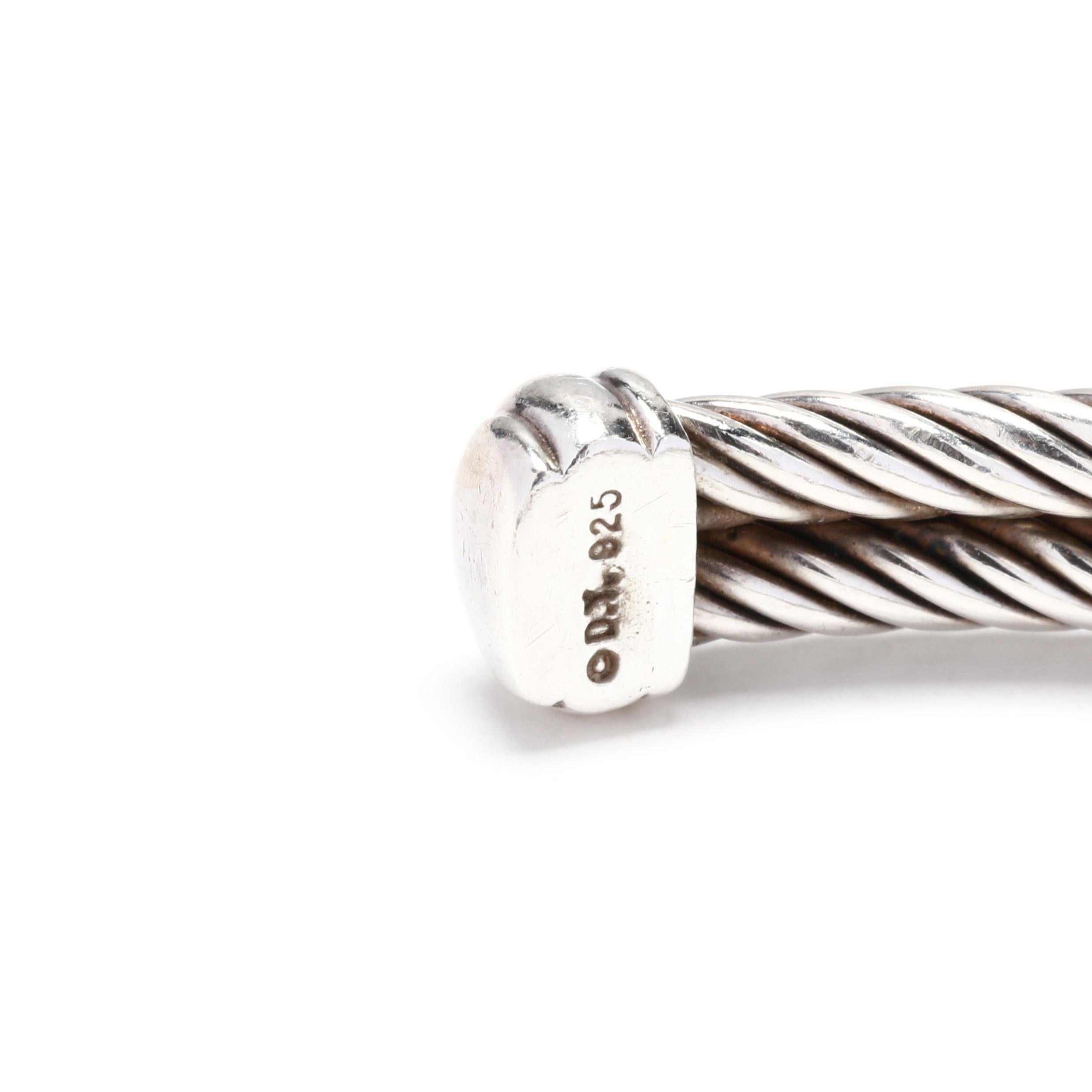 Armspange aus Sterlingsilber mit Diamant und Doppel-X-Kabel von David Yurman 1