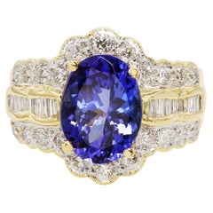 Dyach 18k Yellow Gold 3.41ct Tanzanite and Diamond Ring