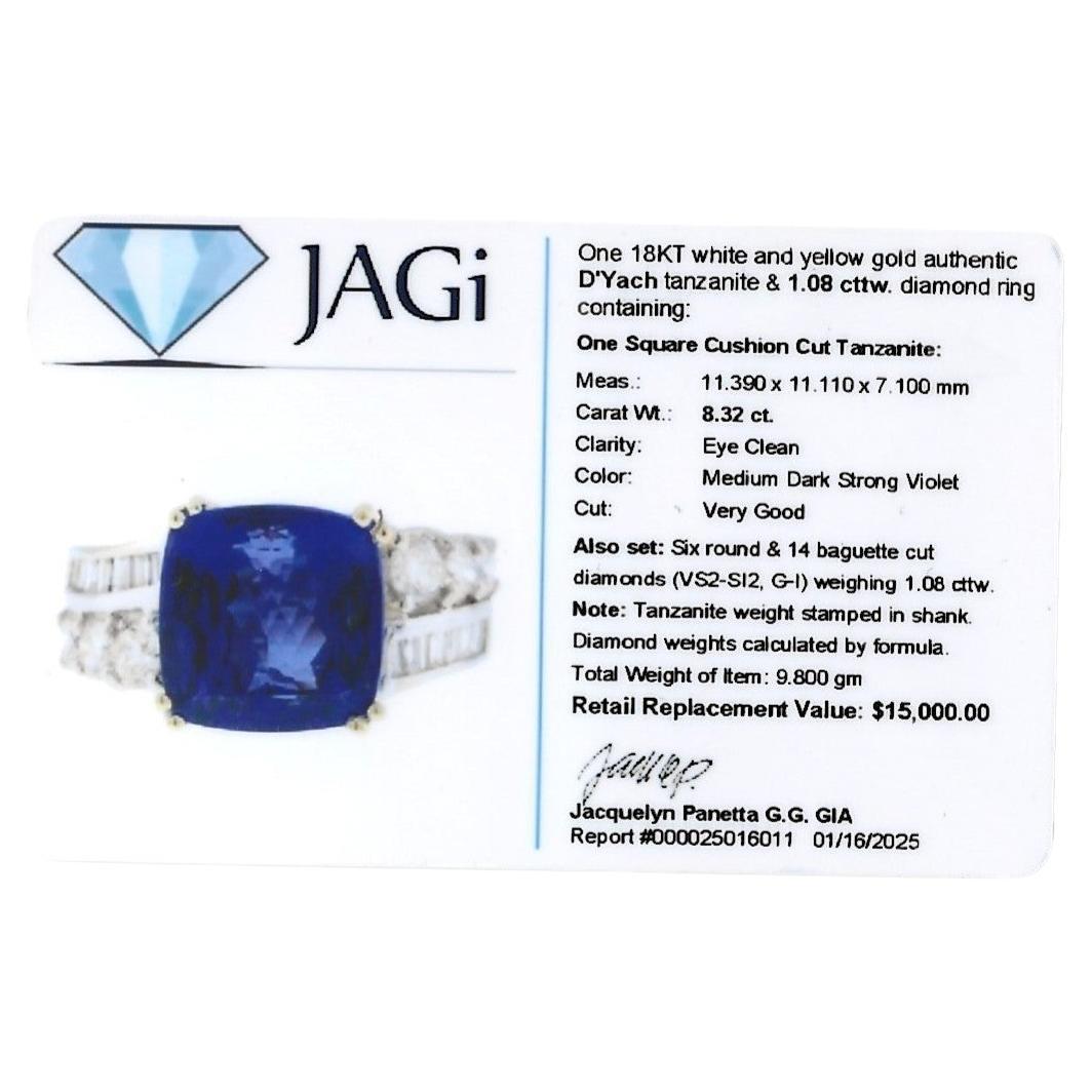 D'Yach Tansanit im Kissenschliff und Multi-Diamantring aus zweifarbigem 18 Karat Gold im Angebot 7