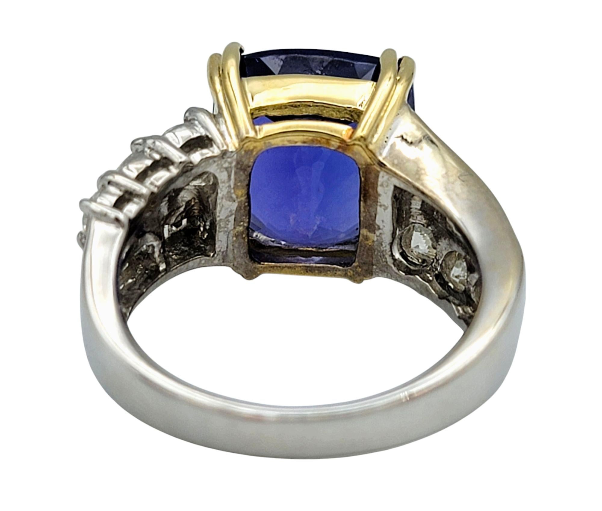 D'Yach Tansanit im Kissenschliff und Multi-Diamantring aus zweifarbigem 18 Karat Gold im Angebot 2