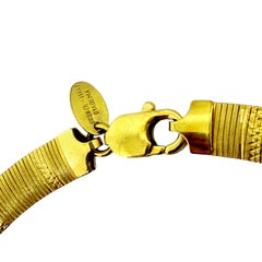 Collier vintage de créateur « DYADEMA BRONZE ITALY », plaqué or, à double rang, signé