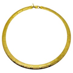 Collier vintage de créateur « DYADEMA BRONZE ITALY », plaqué or, à double rang, signé