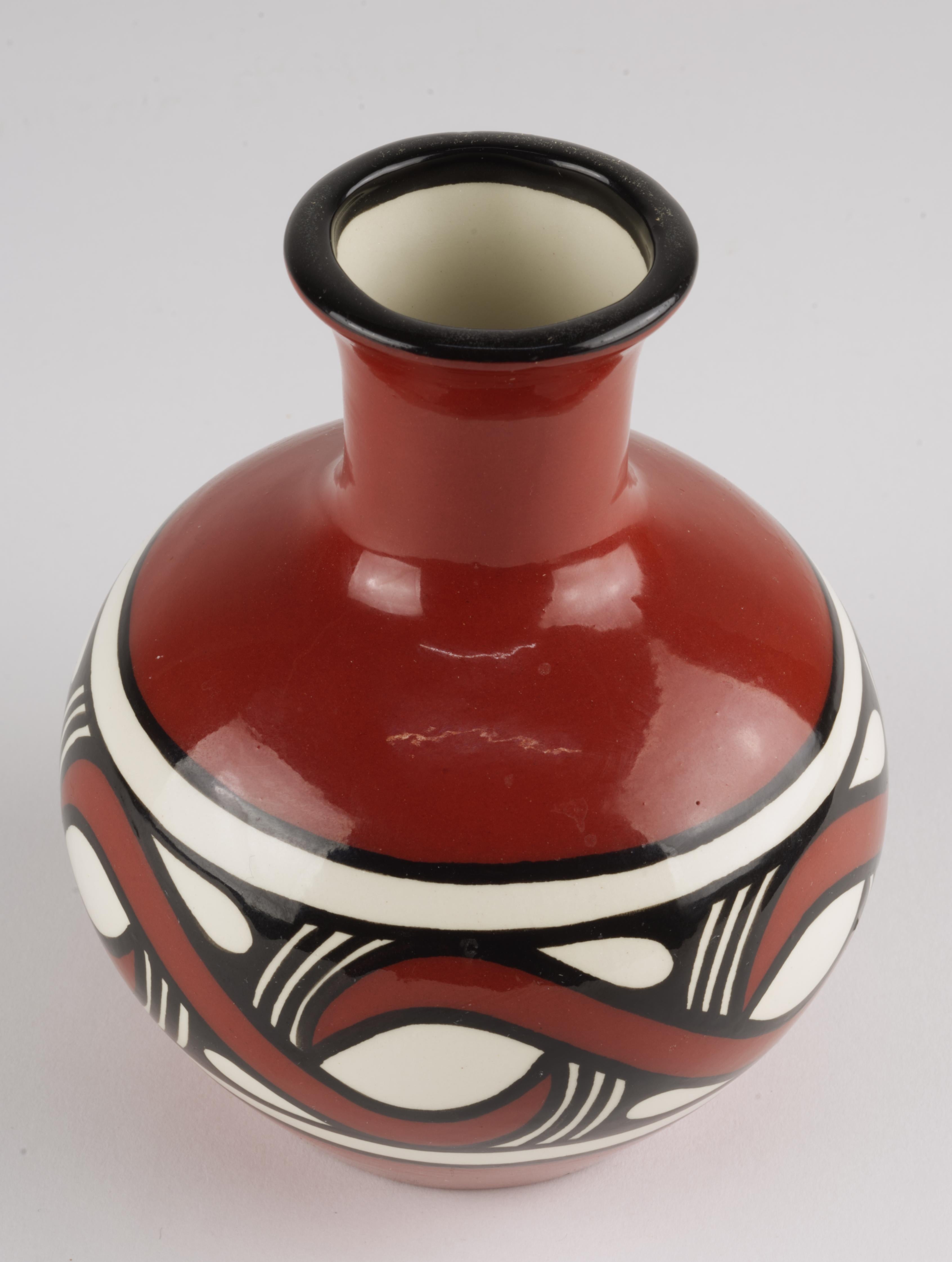 Contemporary Dyce Ukrainian Ceramic Trypillian Bud Vase Signed Art Pottery For Sale