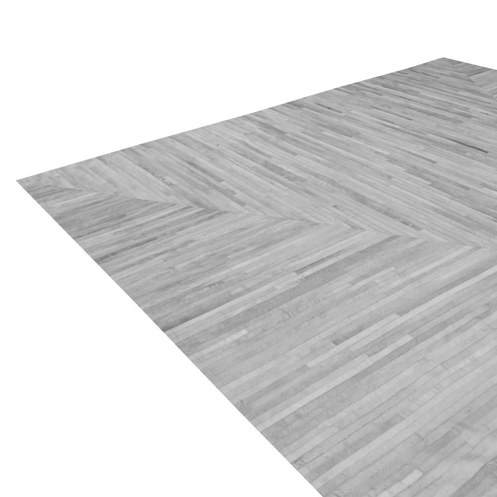 Art Deco Dyed Grey Customizable La Quinta Cowhide Area Floor Rug Xlarge For Sale