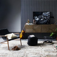 Dyed Gray Silver Art Deco Customizable Largo Cowhide Area Floor Rug Large