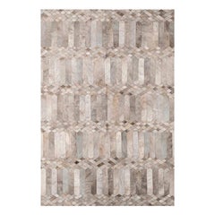 Dyed Gray Silver Art Deco Customizable Largo Cowhide Area Floor Rug XX-Large