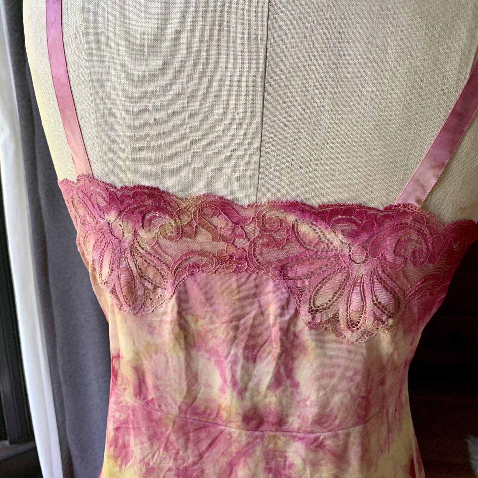 DYED PETALS Vintage Hand Botanically Dyed Tie-Dyed Slip Kleid S/M 34 im Angebot 3