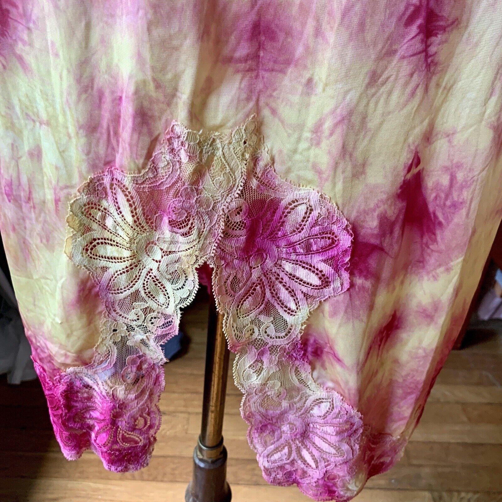 DYED PETALS Vintage Hand Botanically Dyed Tie-Dyed Slip Dress S/M 34 For Sale 4