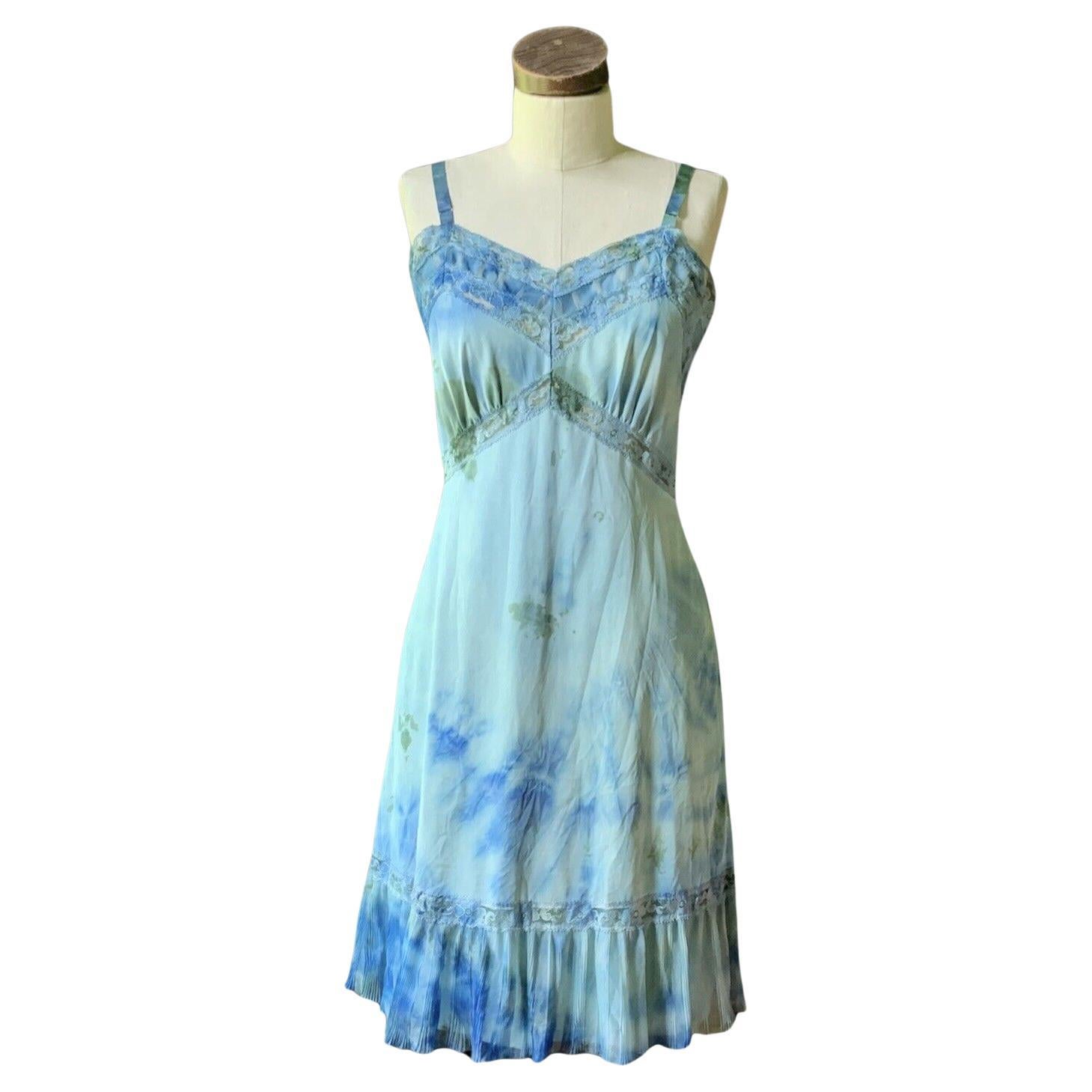 DYED PETALS Vintage Hand Botanically Dyed Tie-Dyed Slip Dress S/M 34