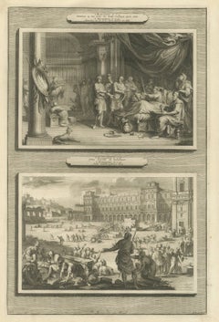 Dying Mattathias and Judas Maccabeus Restores the Temple, Mortier, circa 1700