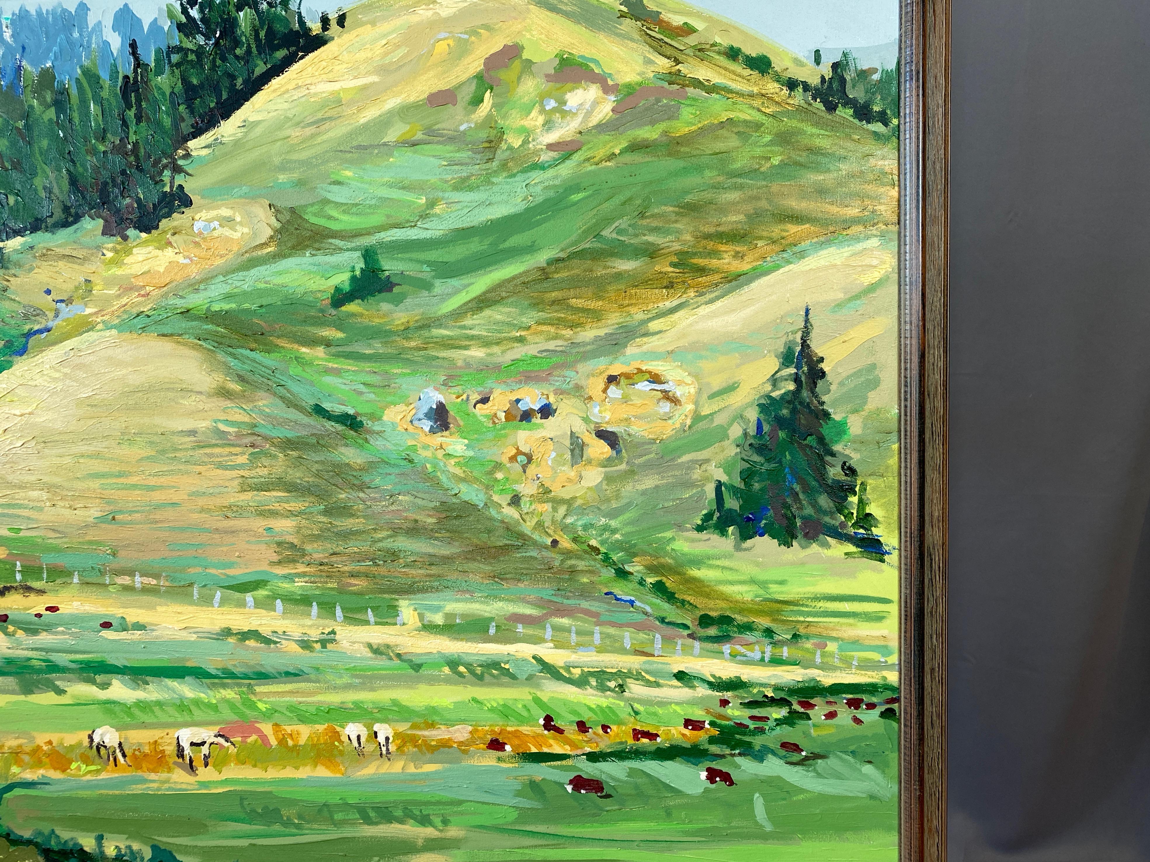 Dykoff “Pastoral Landscape”, Extra-Large Impressionist Oil Painting, 1982 7