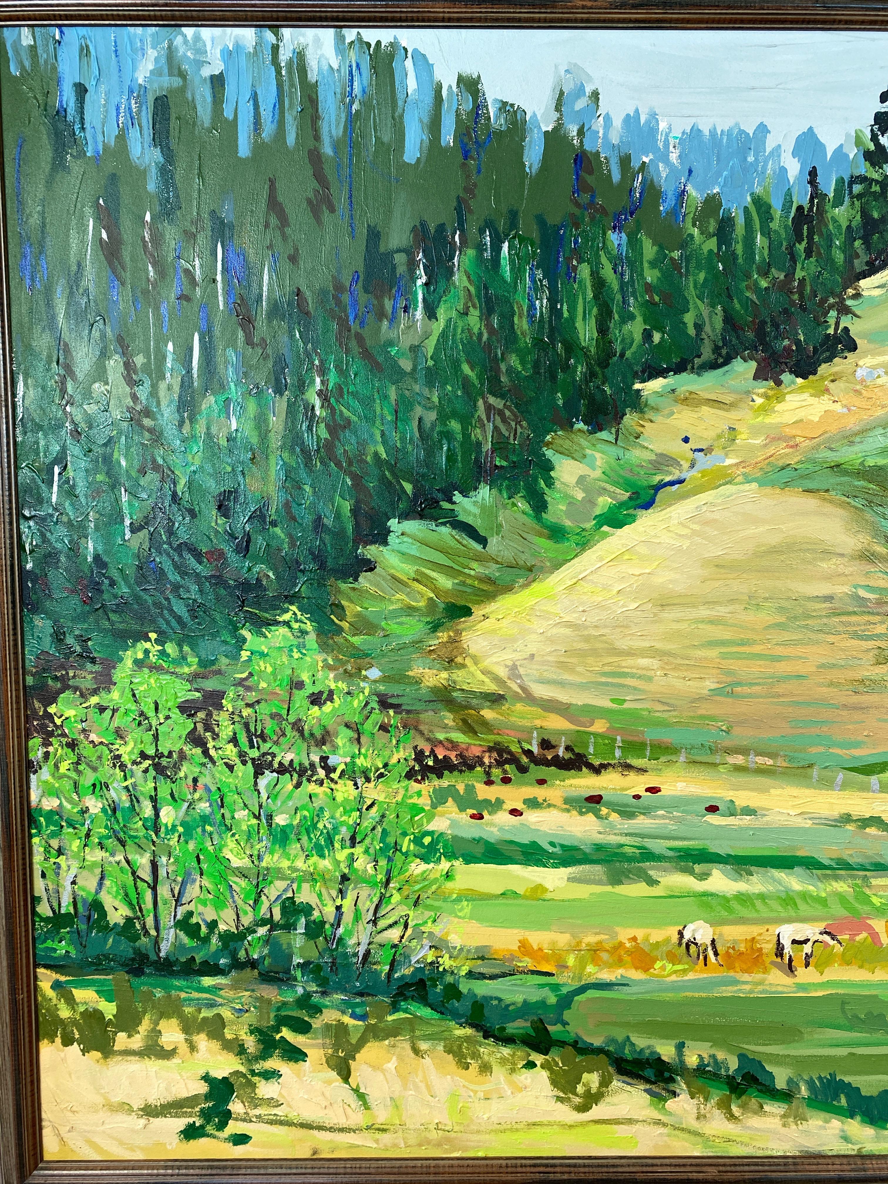 Dykoff “Pastoral Landscape”, Extra-Large Impressionist Oil Painting, 1982 In Good Condition In San Francisco, CA