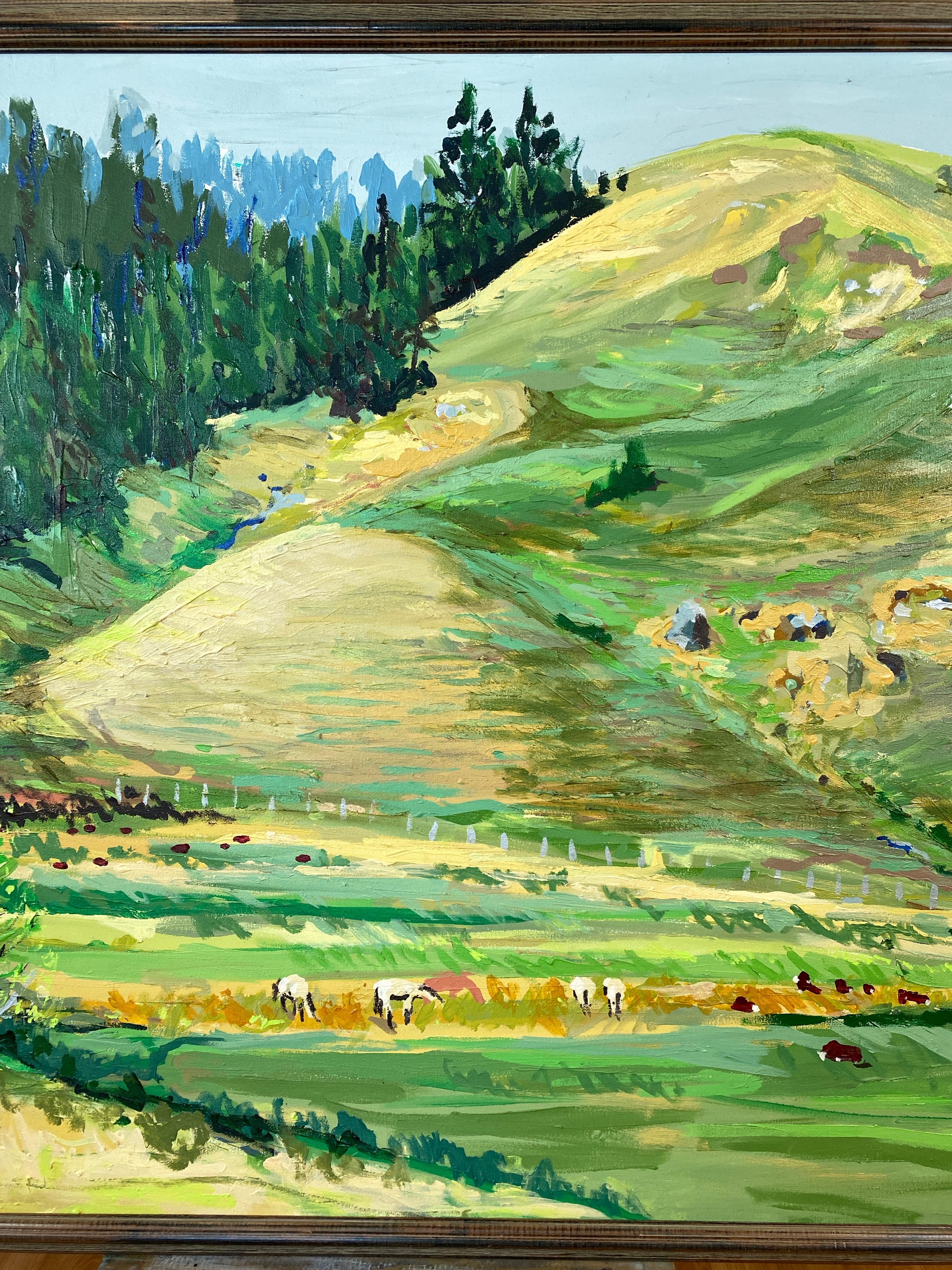 Late 20th Century Dykoff “Pastoral Landscape”, Extra-Large Impressionist Oil Painting, 1982