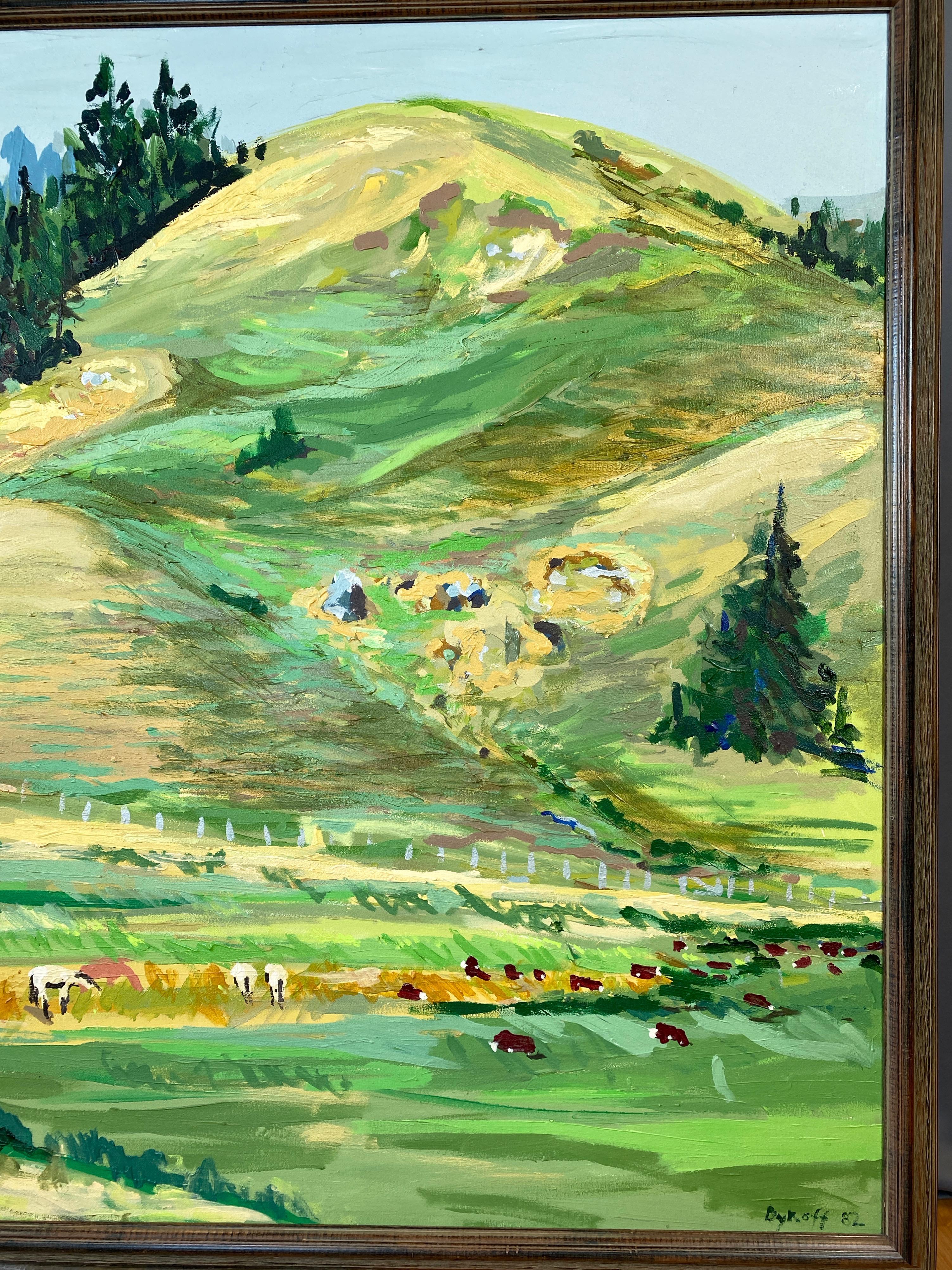 Dykoff “Pastoral Landscape”, Extra-Large Impressionist Oil Painting, 1982 1