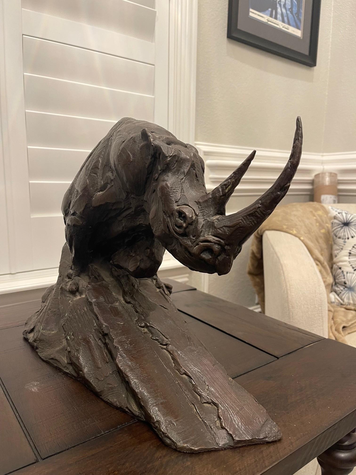 Dylan Lewis Bronze Charging Black Rhino Maquette For Sale 10