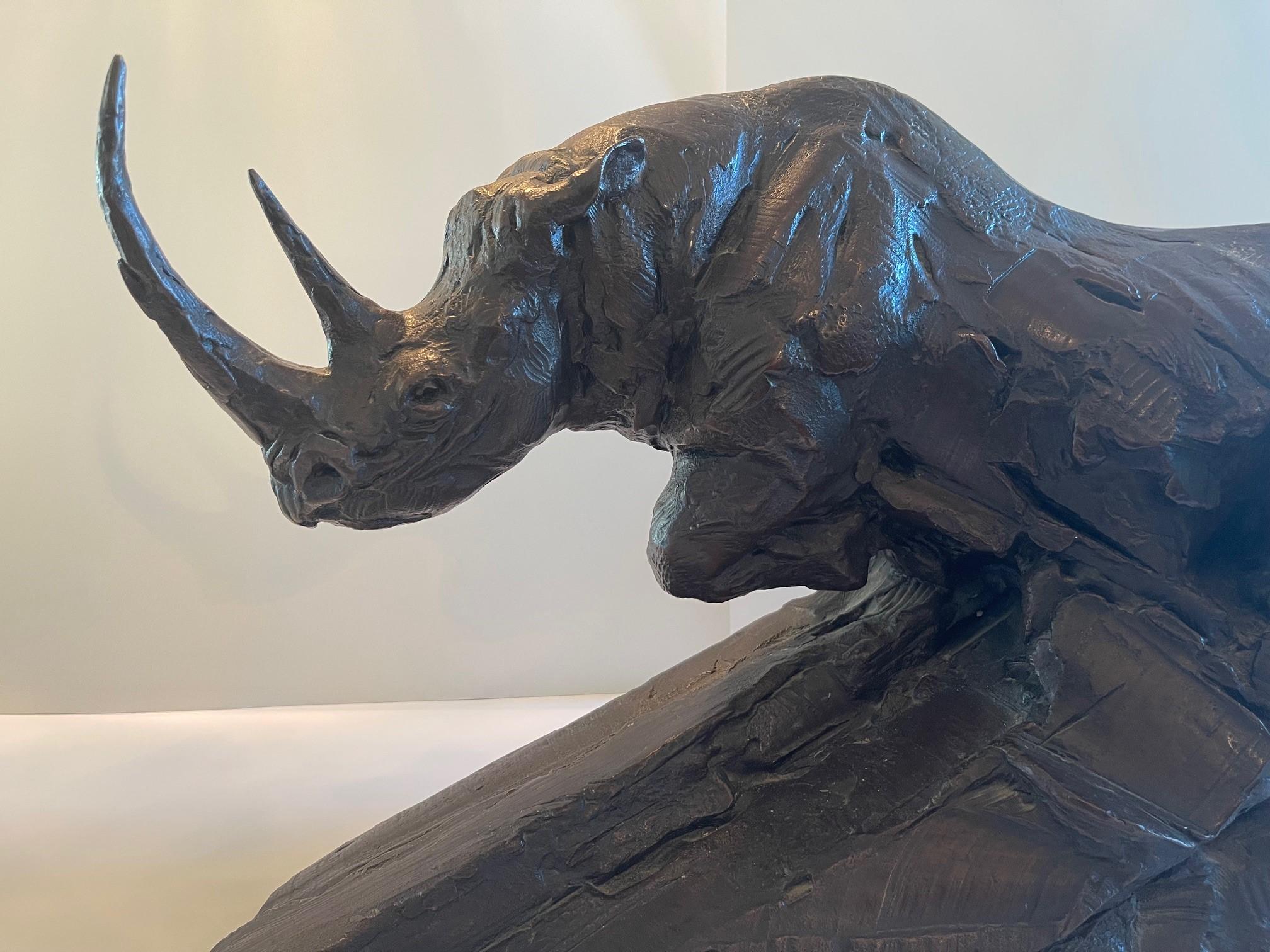 Dylan Lewis Bronze Charging Black Rhino Maquette For Sale 5