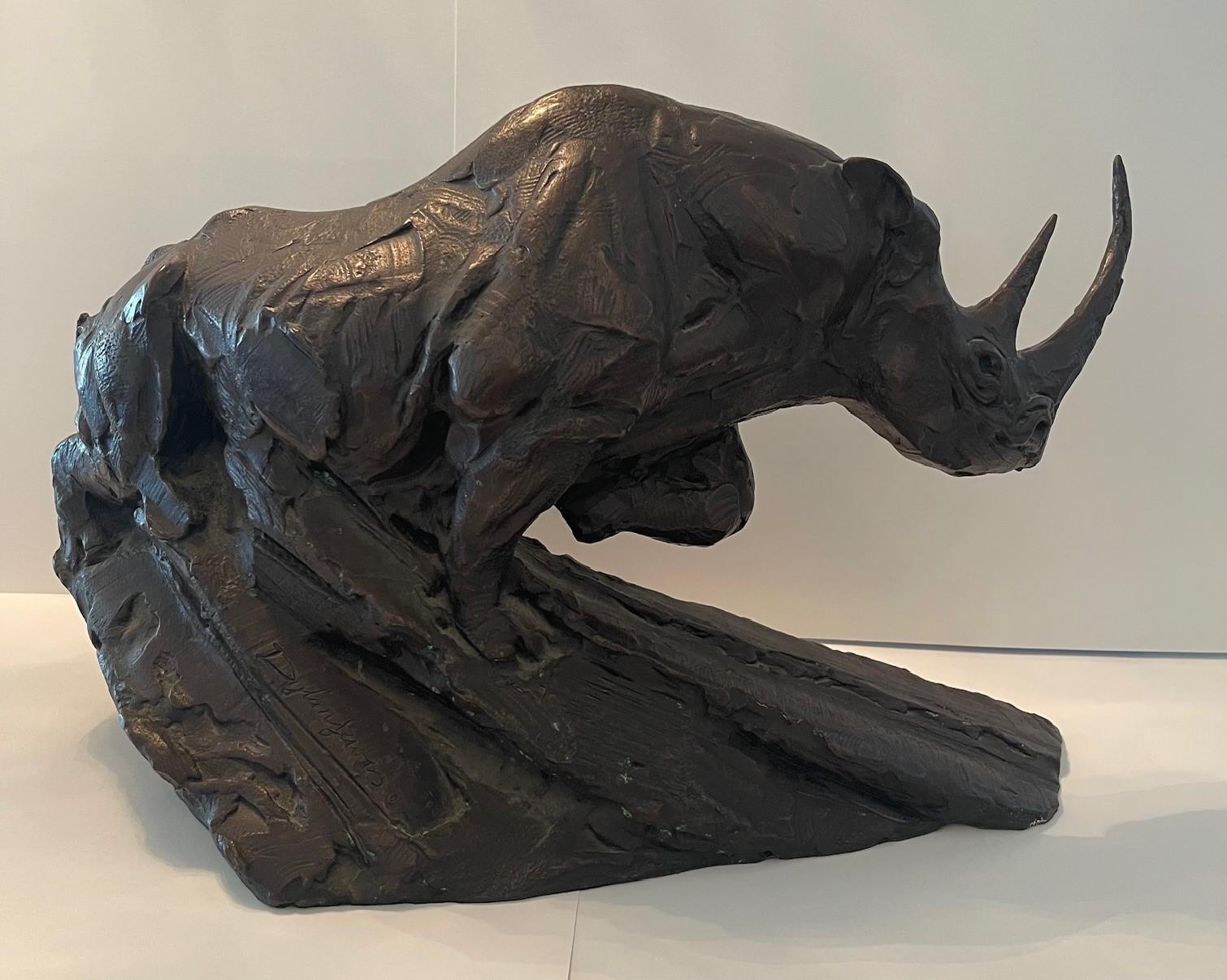 Dylan Lewis Bronze Charging Black Rhino Maquette For Sale 13