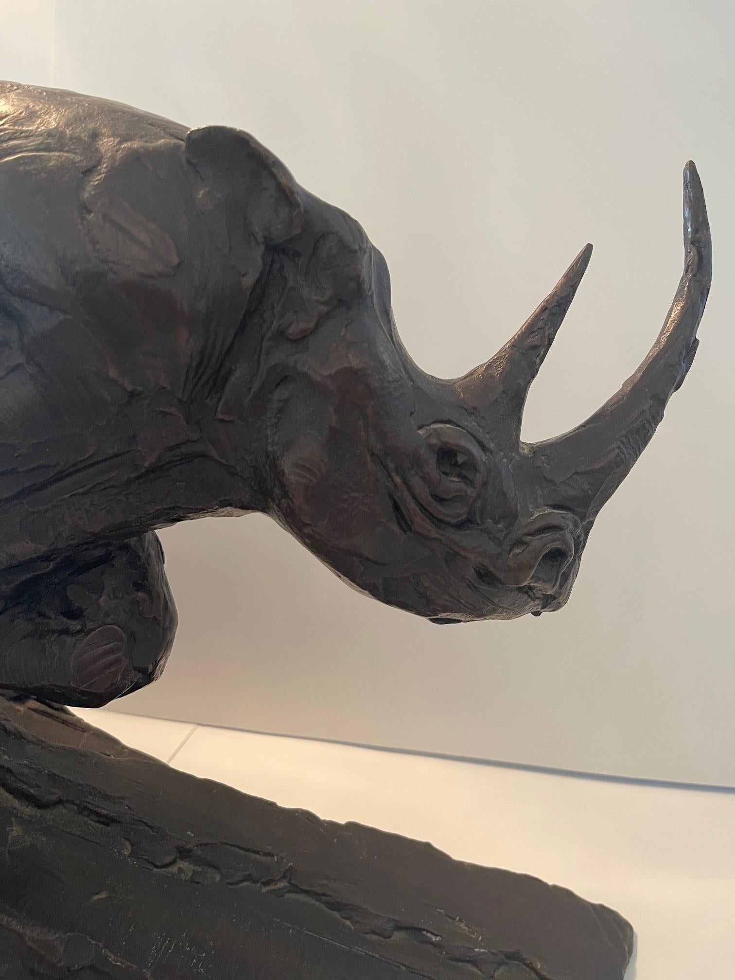 Dylan Lewis Bronze Charging Black Rhino Maquette In Excellent Condition For Sale In Flower Mound, TX