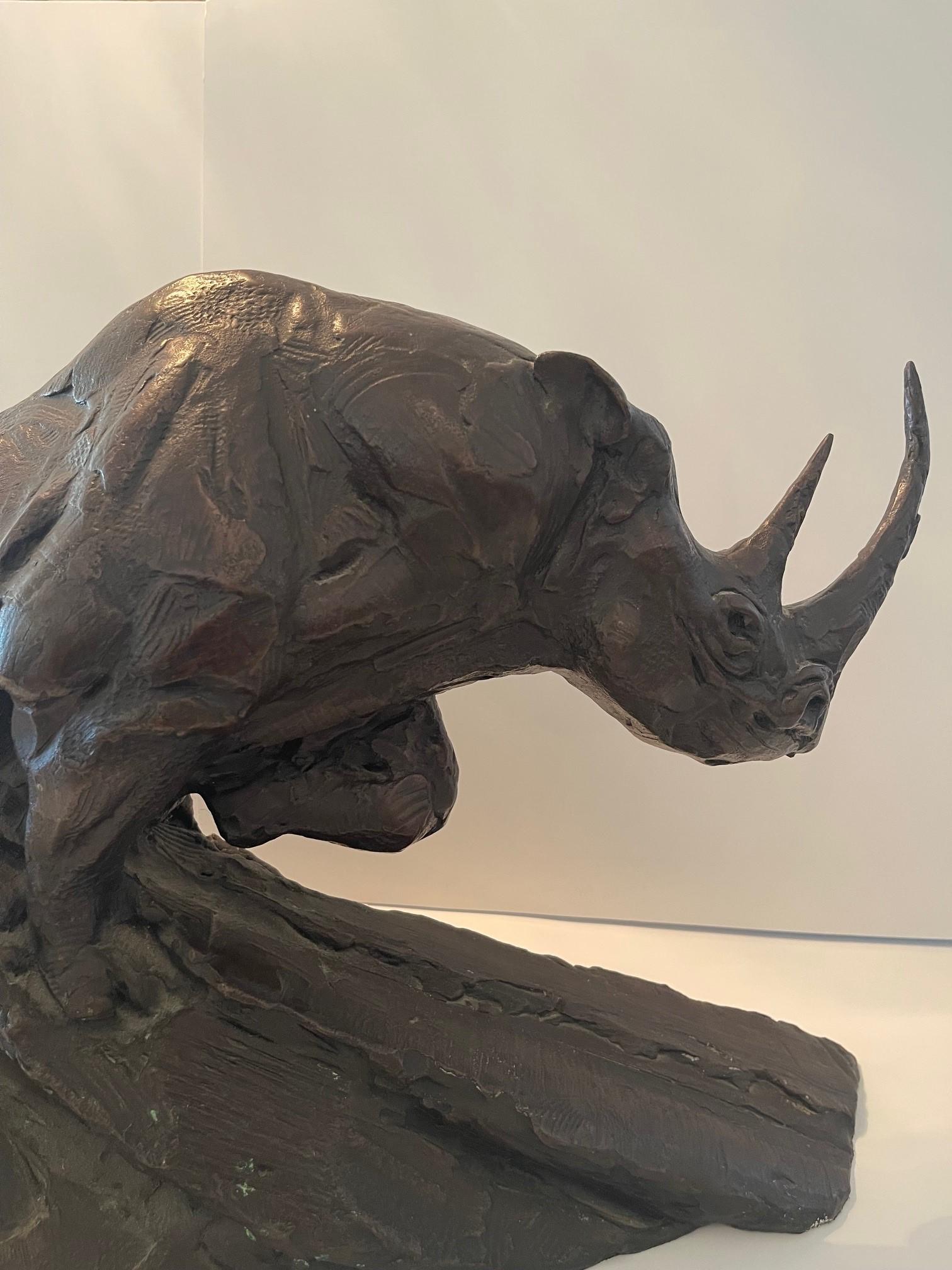 Dylan Lewis Bronze Charging Black Rhino Maquette im Angebot 1