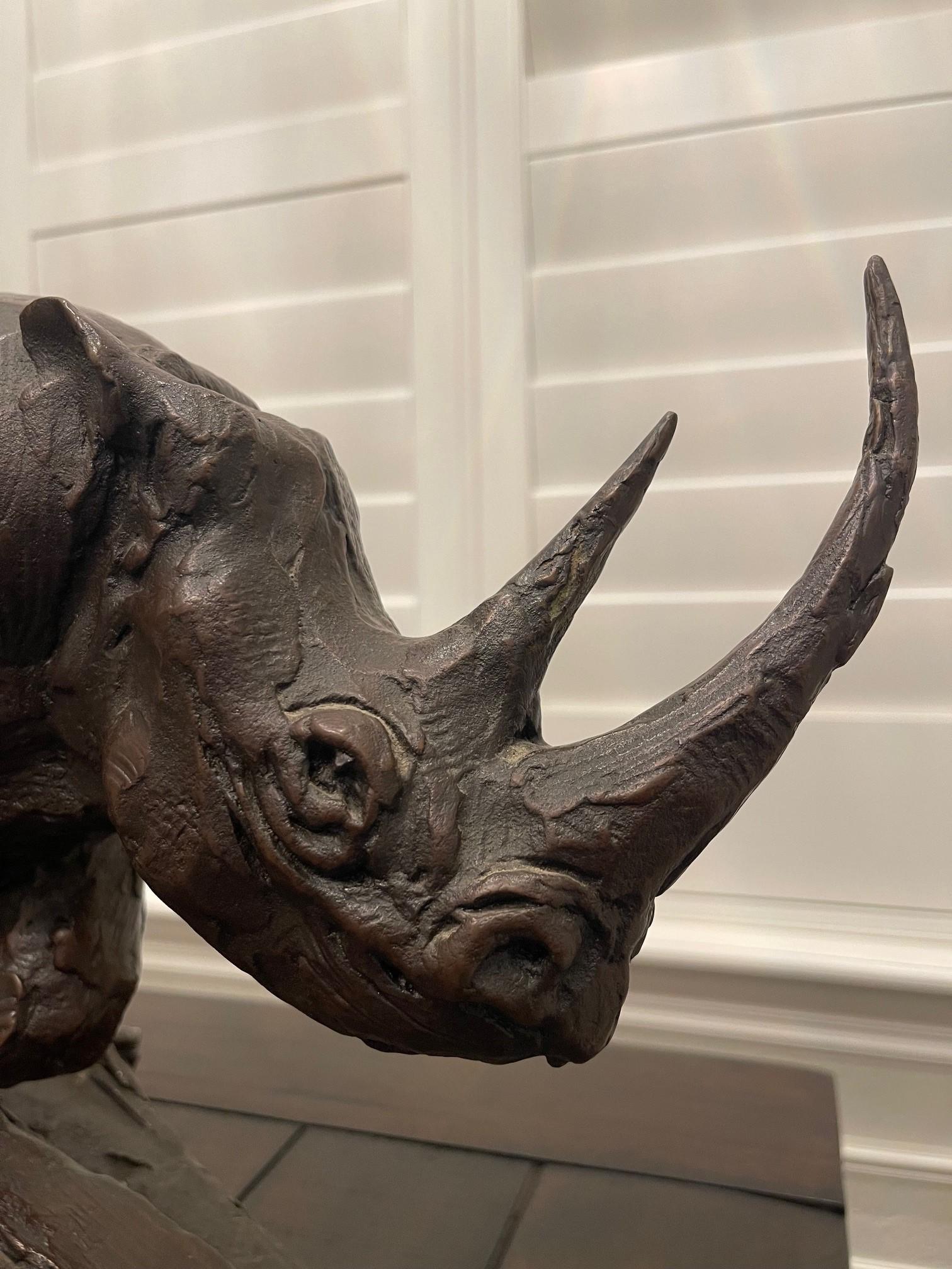 20th Century Dylan Lewis Bronze Charging Black Rhino Maquette For Sale