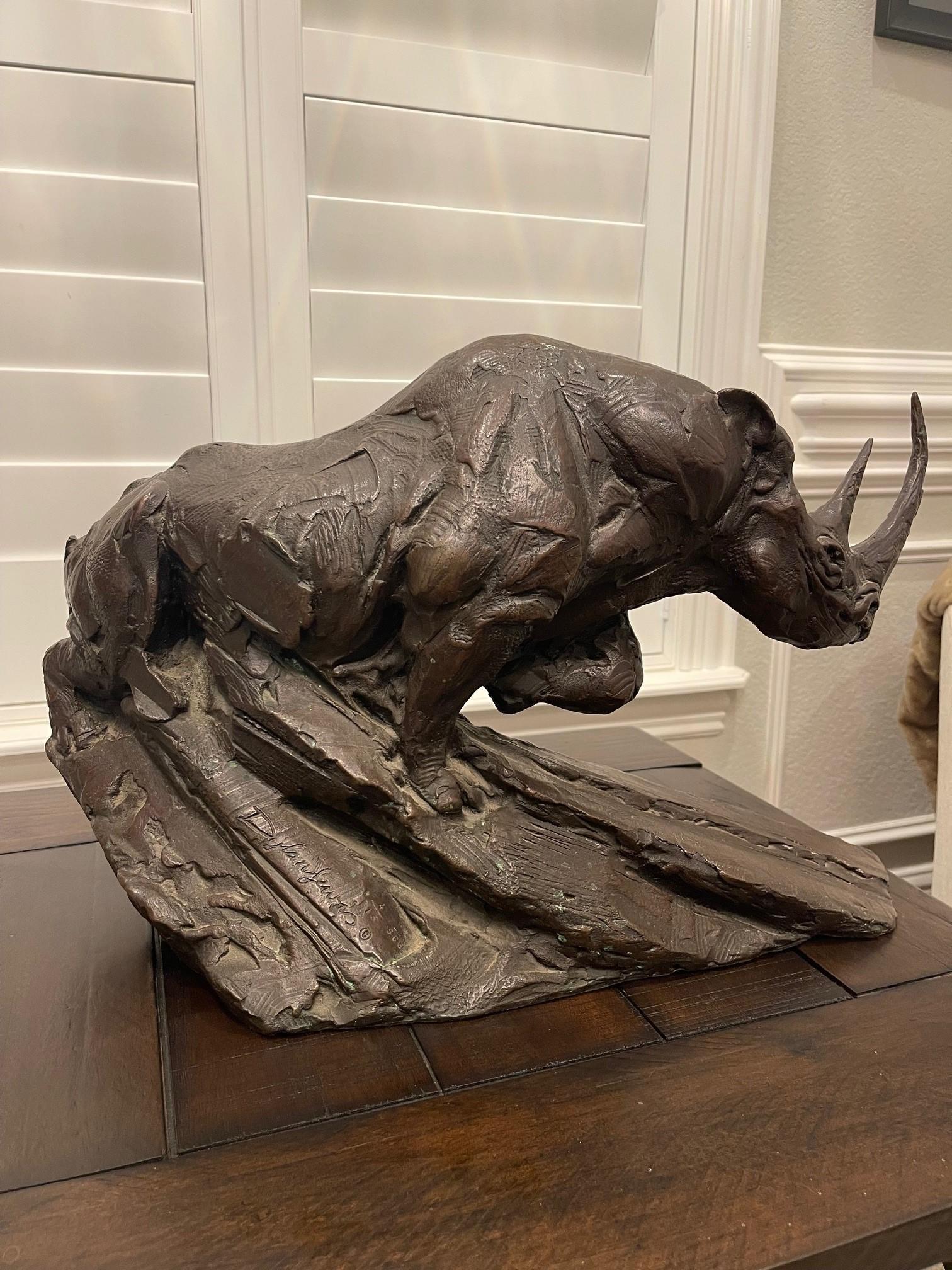 Dylan Lewis Bronze Charging Black Rhino Maquette im Angebot 6