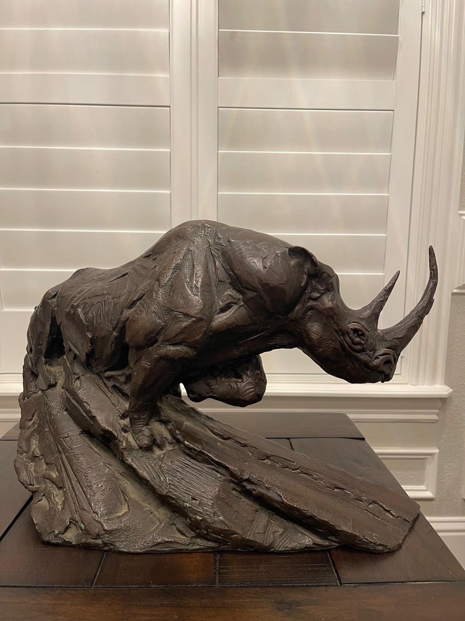 Dylan Lewis Bronze Charging Black Rhino Maquette For Sale 8