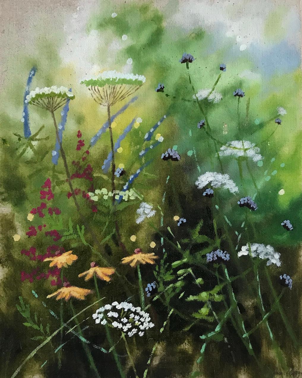 Dylan Lloyd  Landscape Painting - Summer Garden Study II by Dylan Lloyd, Botanical painting, original oil painting