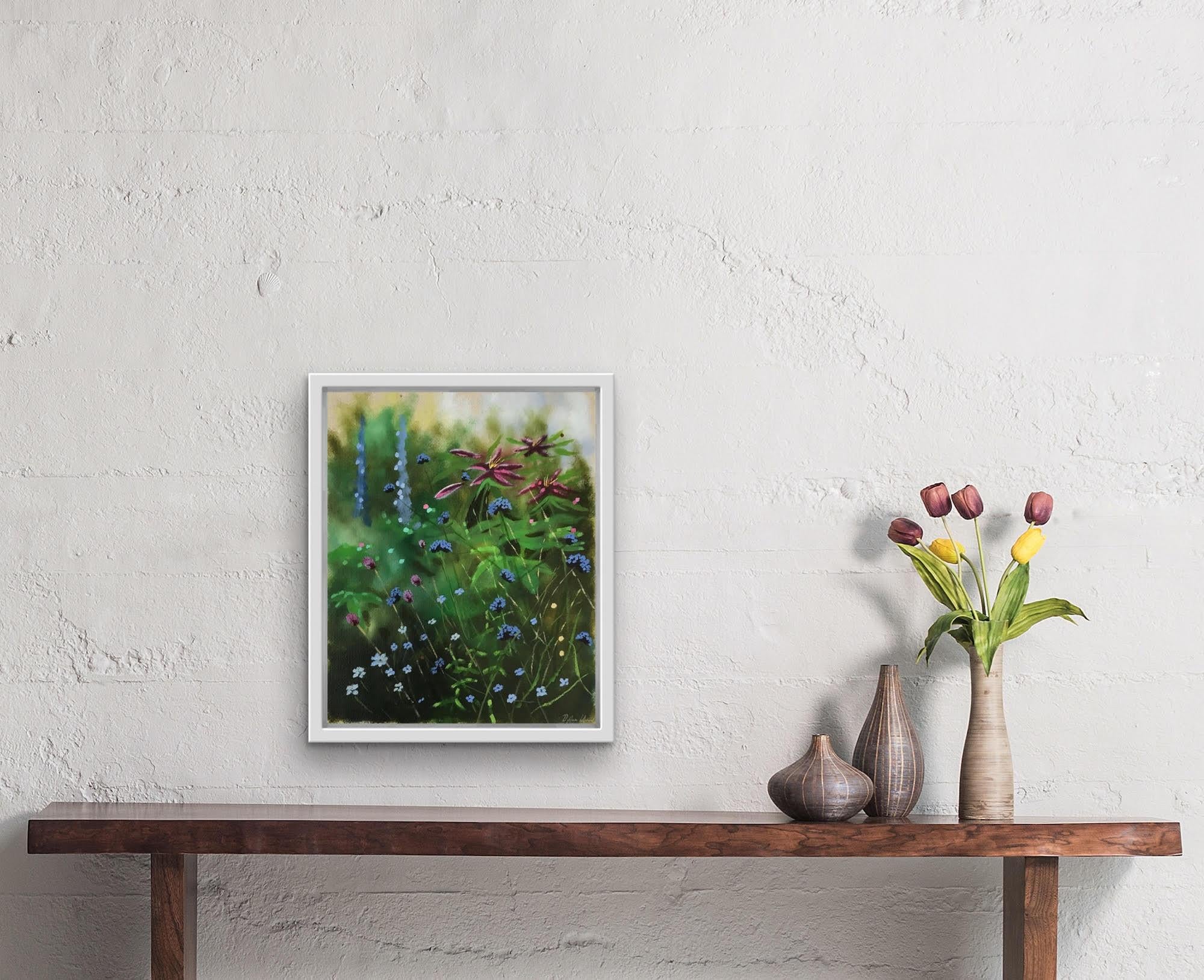 Summer Garden Study IV by Dylan Lloyd, Contemporary painting, Original art - Black Landscape Painting by Dylan Lloyd 