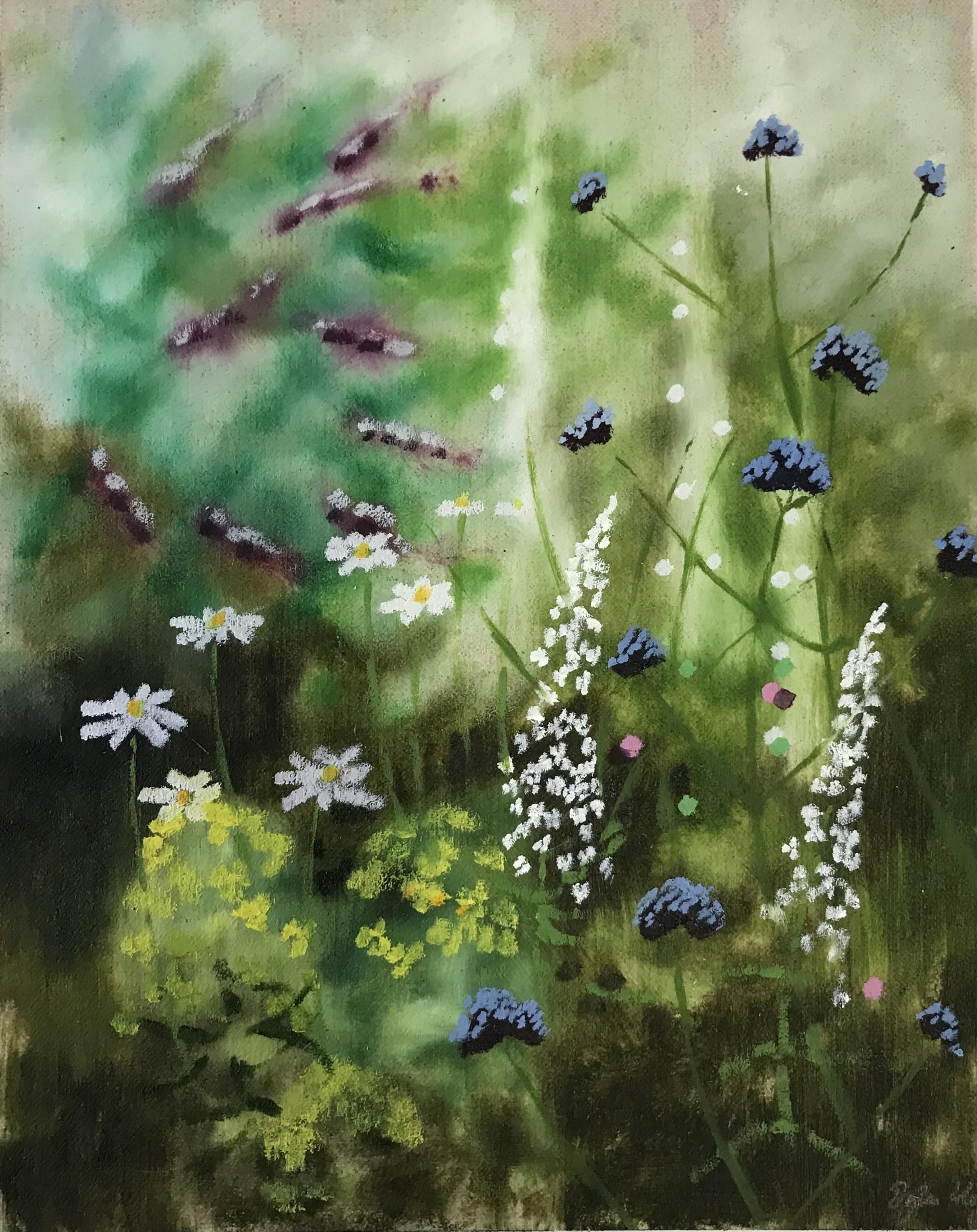 Sommergartenstudie VI von Dylan Lloyd, zeitgenössische Malerei, botanische Kunst im Angebot 1