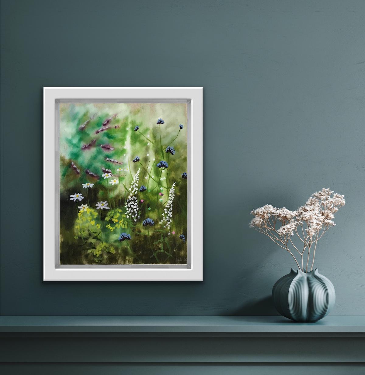 Summer Garden Study VI by Dylan Lloyd, Contemporary painting, botanical art - Gray Landscape Painting by Dylan Lloyd 