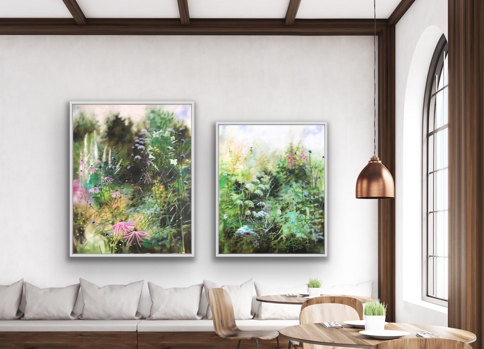 Diptychon mit Gartenkante und Höhe des Sommers III, Originalgemälde, Landschaft im Angebot 10
