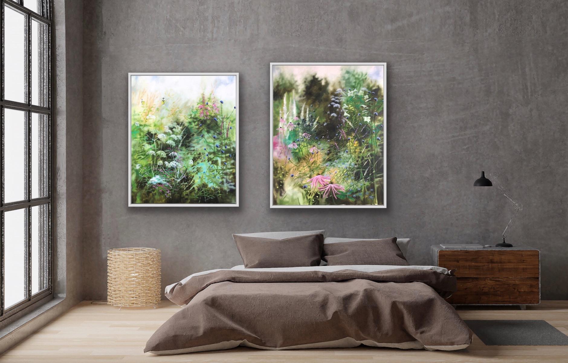 Diptych of Garden Edge and Height of summer III, Original painting, Landscape For Sale 11
