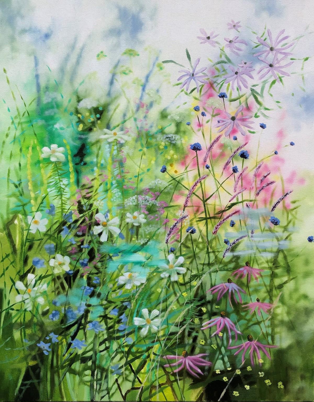 Distant Days II by Dylan Lloyd, Floral Art, Meadow Art, Landscape painting 