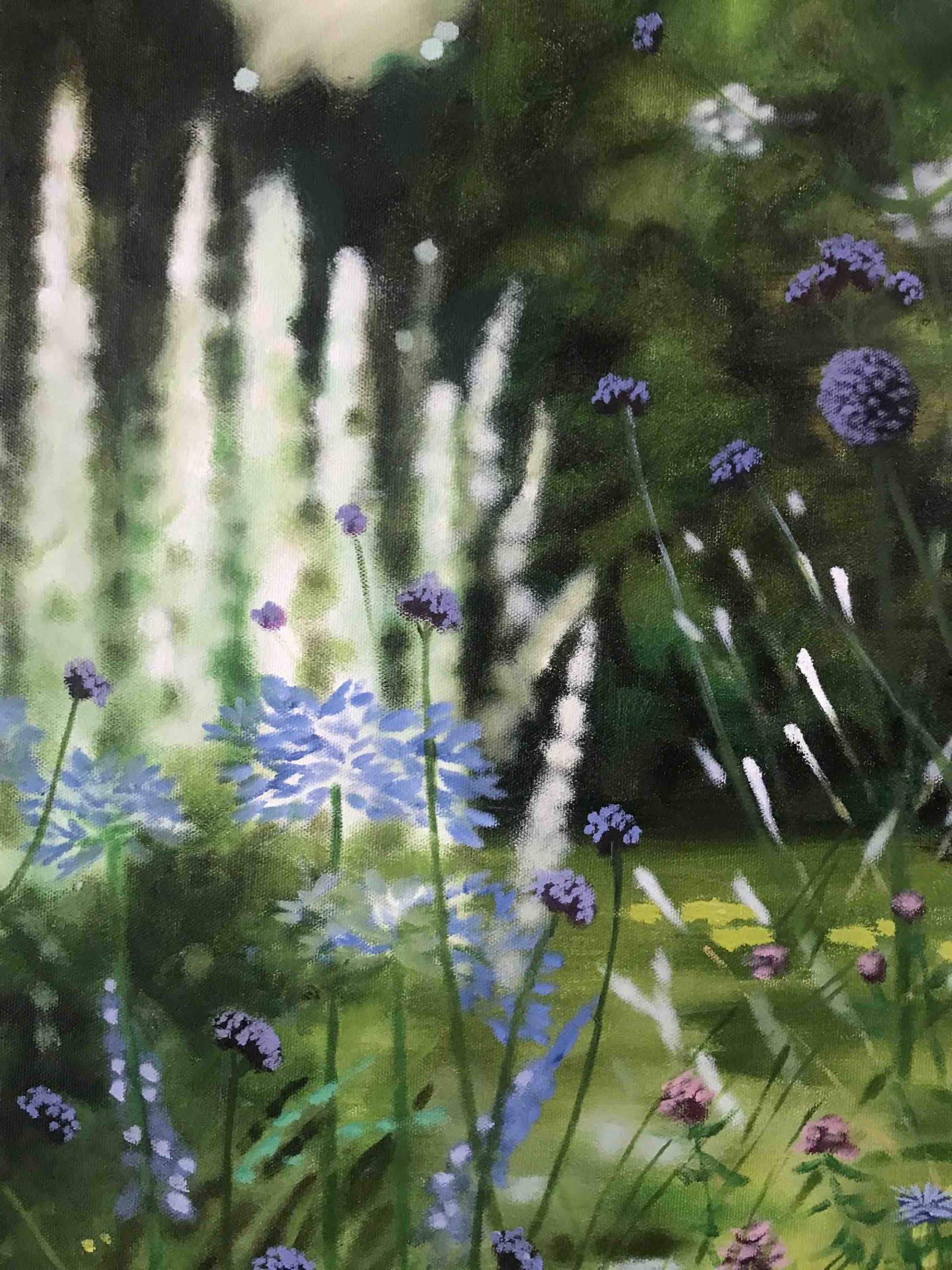 Dorset Summer Garden, Original painting, Landscape, Nature, plants, Flowers  - Contemporary Painting by Dylan Lloyd