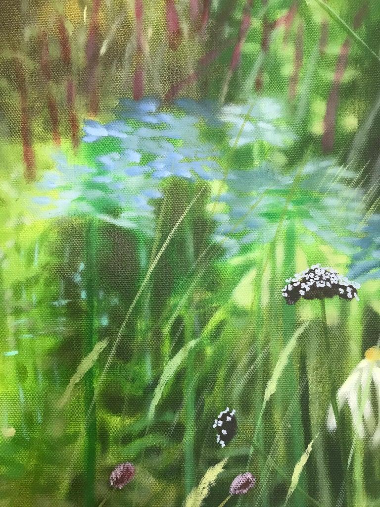 Dorset Summer Garden VIII, Original painting, Nature, Floral, Botanical, Green - Gray Still-Life Painting by Dylan Lloyd