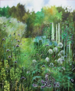 Giardino estivo Dorset VIII, Quadro originale, Nature, Floreale, Botanico, Verde