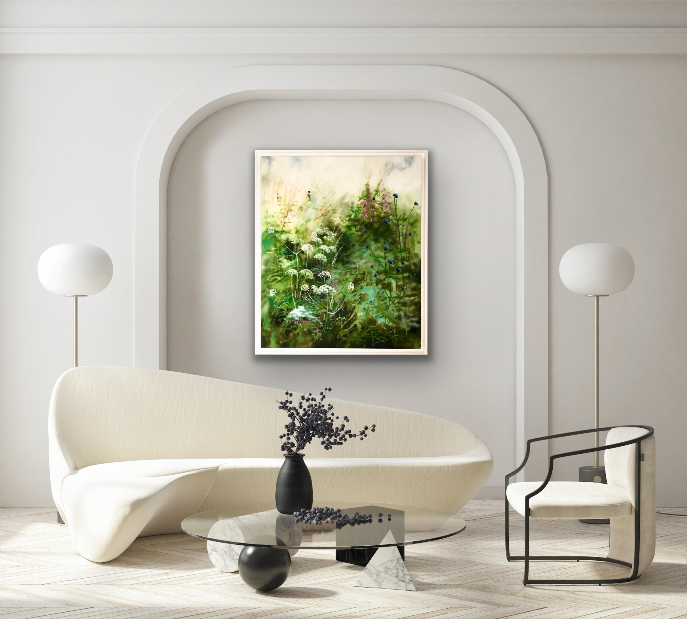 Garden Edge, Original painting, Floral art, Botanical, Oil on Canvas, Nature art - Painting by Dylan Lloyd