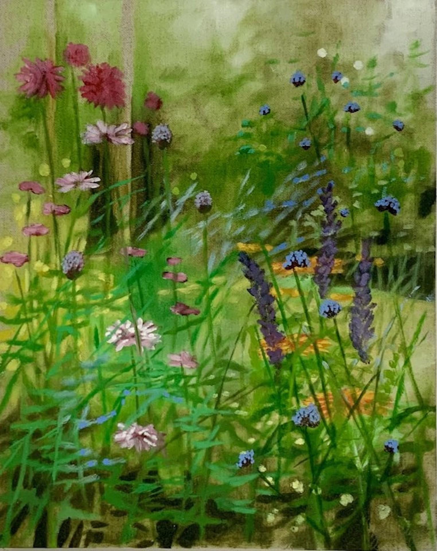 Hampshire Garden I, Dylan Lloyd, Original Floral Oil Painting, Realist Artwork