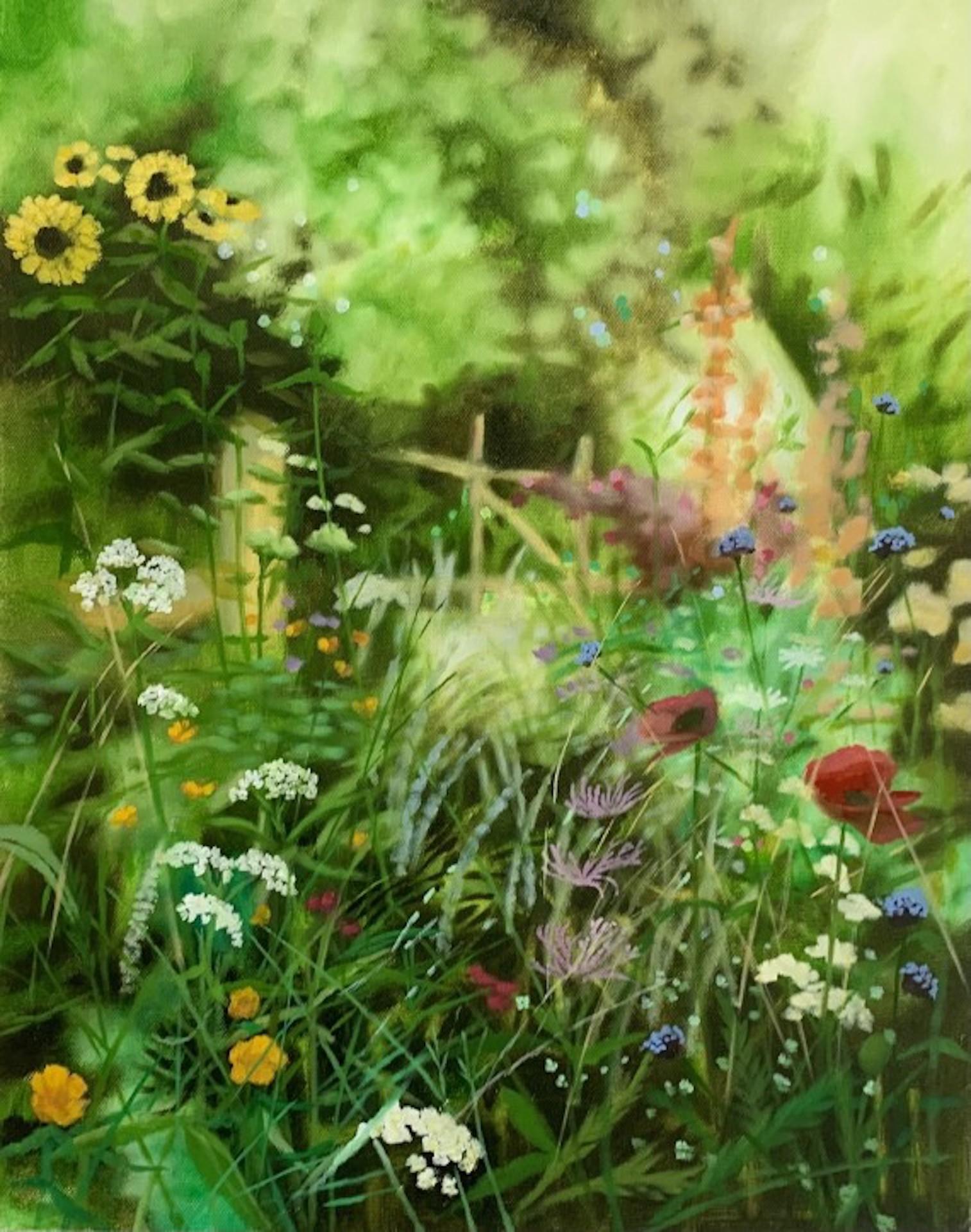 Hampshire Summer Garden, Dylan Lloyd, Original Floral Garden Landscape Painting