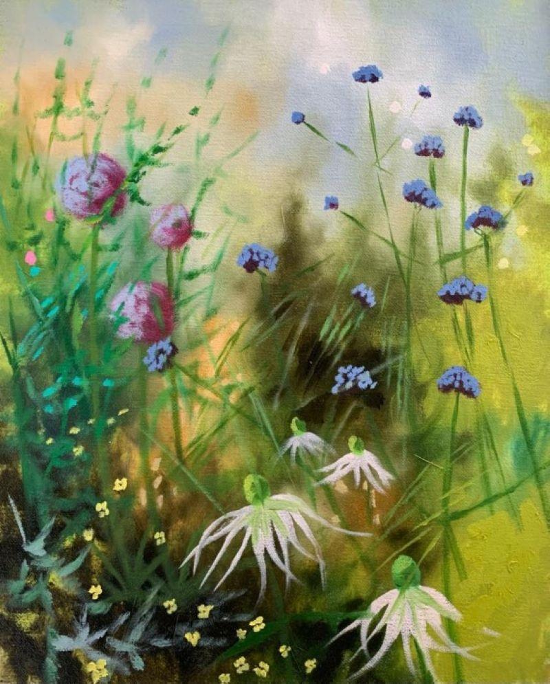 Dylan Lloyd Landscape Painting - Summer Garden IX, original painting, floral painting